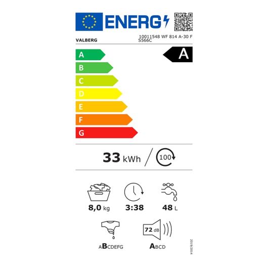 Lavadora 8kg 1400rpm Clase A -30% VALBERG Gris Carga Frontal WF 814 A-30 F S566C