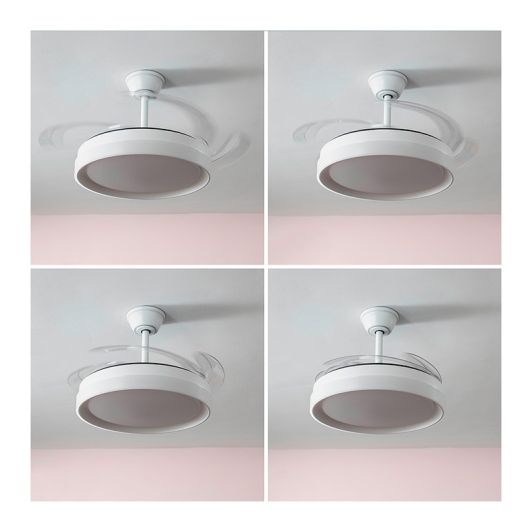 INNOVAGOODS Ventilador de Techo con Luz LED y Aspas Retráctiles Motor DC Silencioso 6 Velocidades Blanco
