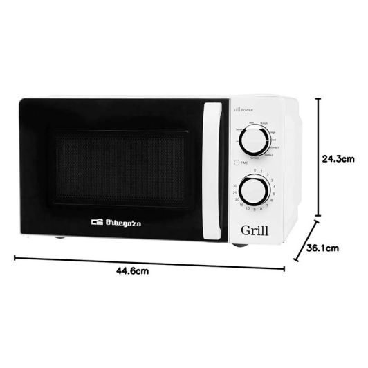 Orbegozo MIG 2130, Microondas con grill MIG2130, 20 litros de capacidad, 900 W, 3 funciones combinada